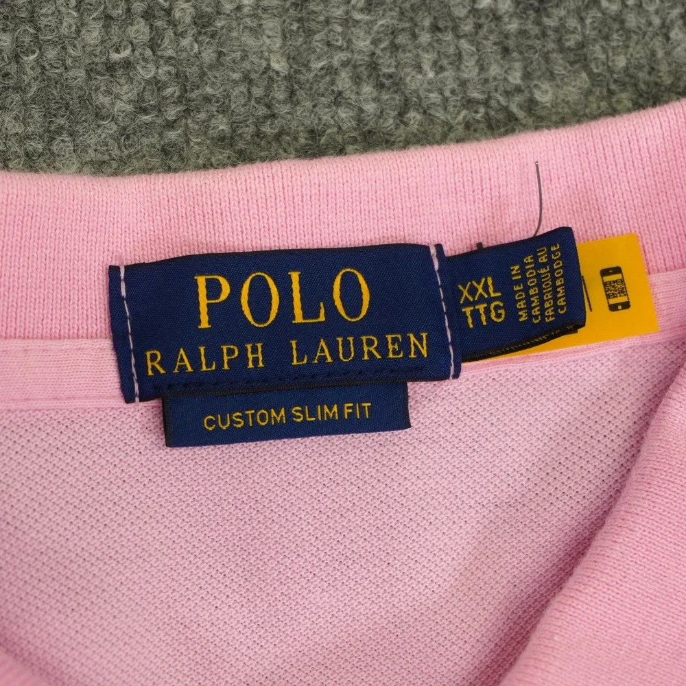 Polo Ralph Lauren Polo Shirt Mens XXL Pink Custom Slim Fit Short Sleeve